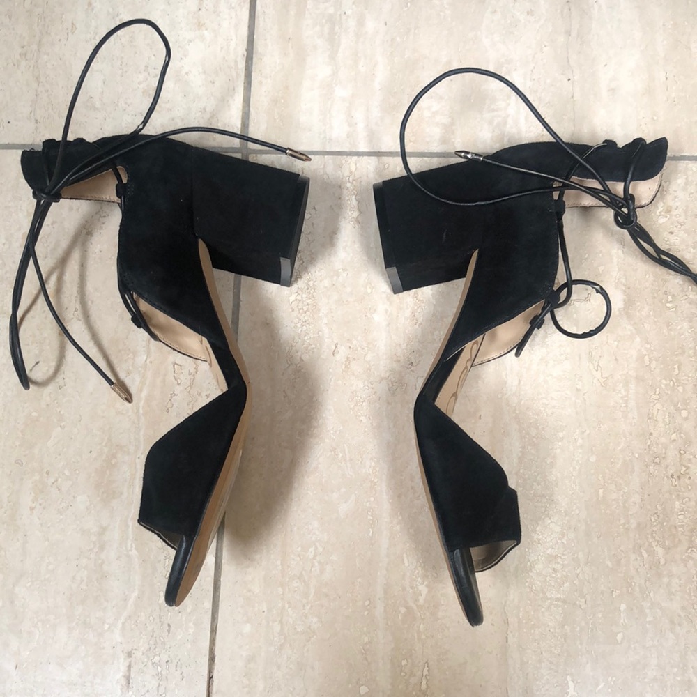 Sam Edelman Black Suede Block Heal String Ups- - image 2